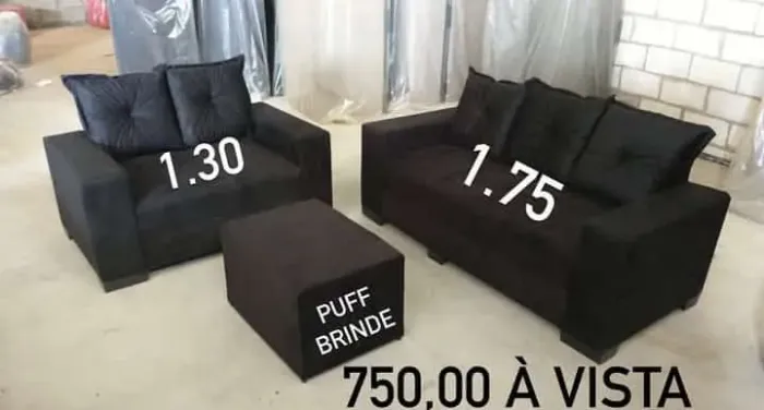 Promoção sofá 3 e 2 lugares com puff de brinde 