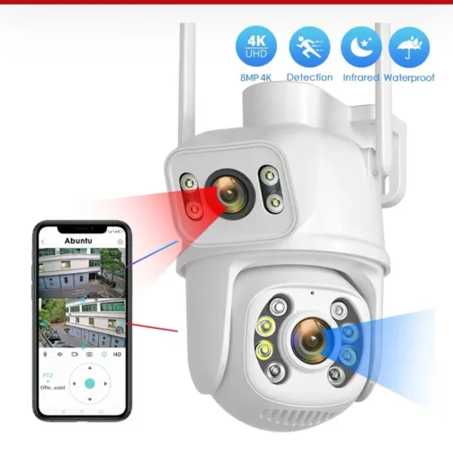 Câmera de Segurança 2 lentes Wi-Fi 4K com Visão Noturna