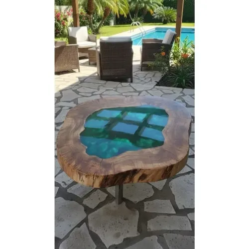 Mesa Rústica em Madeira Maciça com Resina Epóxi ?