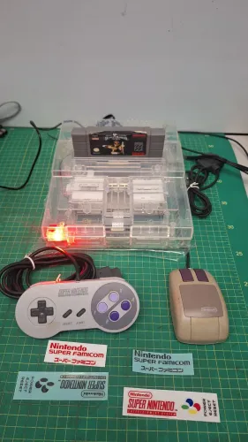 Super Nintendo completo translúcido 