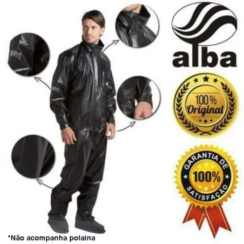 Capa Conjunto de Chuva PVC para Motoqueiro Alba 100% impermeável