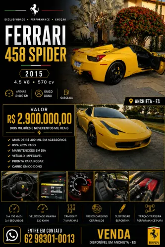 Ferrari F458 Spider F1 4.5 V8 570cv 2015