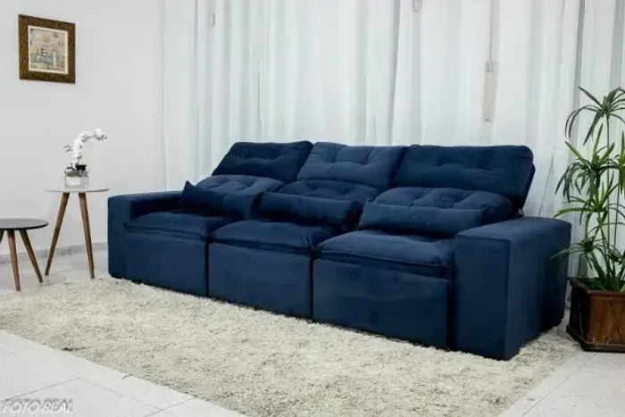 Sofá Retrátil e Reclinável 2,10m em Tecido Suede