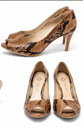 Peep toe couro capodarte 35 phiton cobra caramelo 