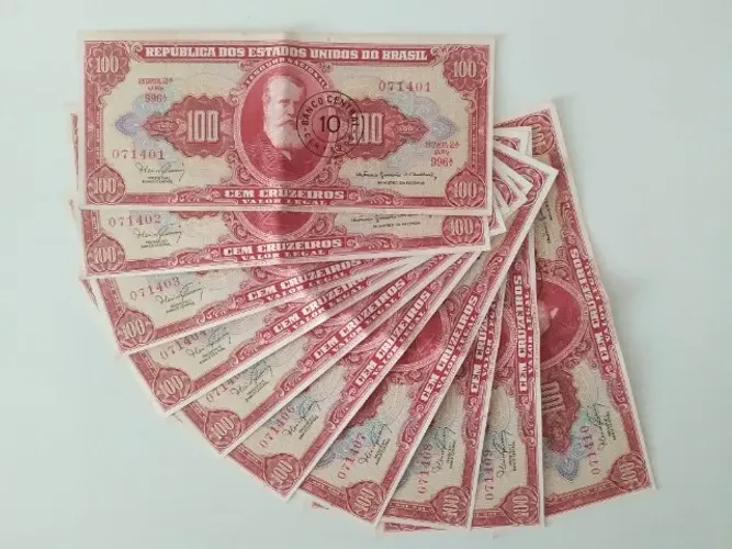 Cédulas Antigas - Cem Cruzeiros 1959 Sequenciadas C096 Brasil
