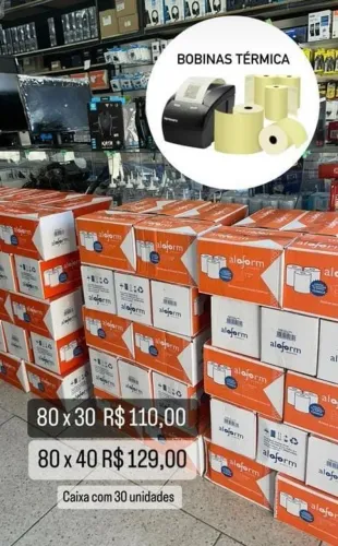 Cx30 Bobina térmica de cupom fiscal - 80x30 e 80x40