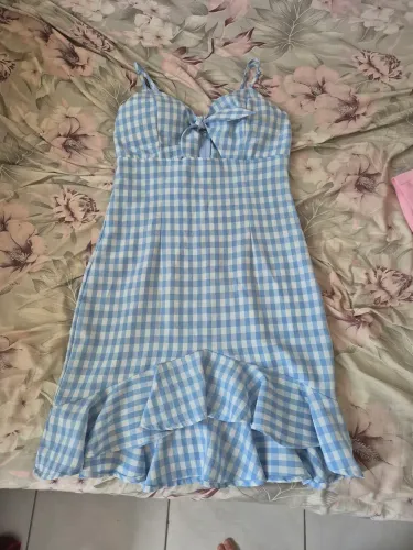 Vestido Forever 21 azul com branco Tamanho M