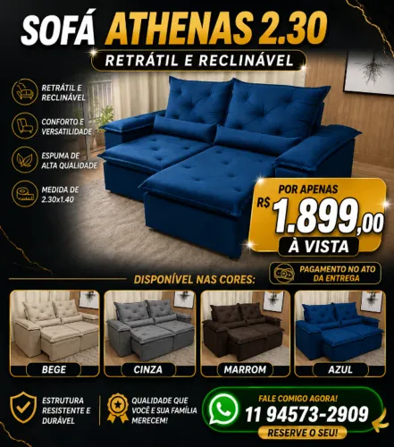 Sofá 2,30 metros Retrátil e Reclinável Pronta entrega, entrega rápida!