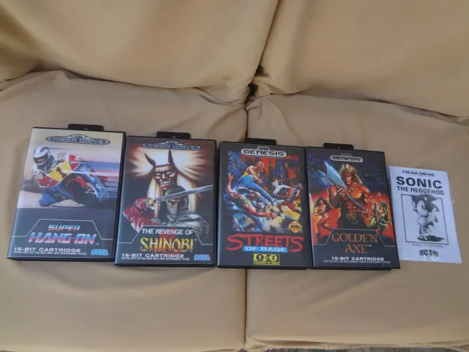 Streets Of Rage, Golden Axe, Hang On, Shinobi - Mega Drive - Caixa, Manual e Encarte Reprô