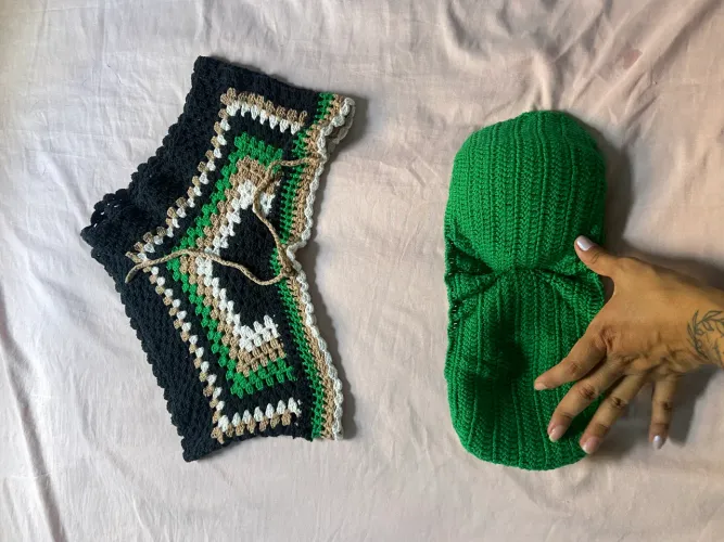 Conjunto de crochê- top e short verde