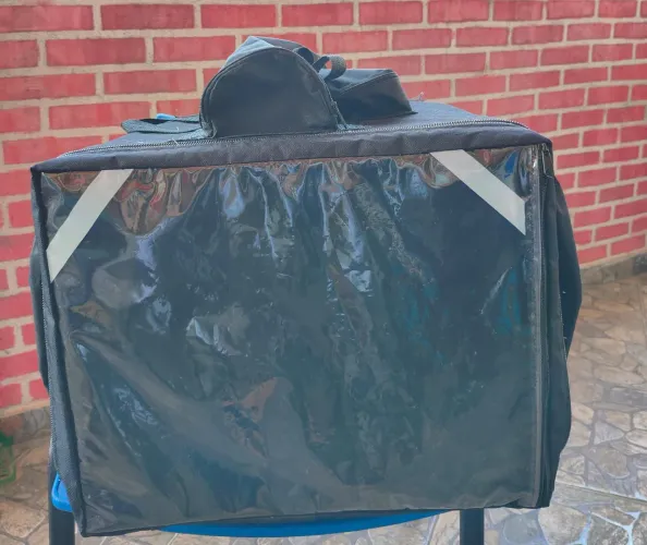 Bag 45 litros cor preta com isopor motoboy pizza delivery lanches 