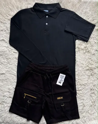 Kit P Camisa Polo Longa e Bermuda Cargo P