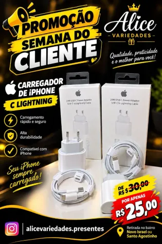 Carregador de iPhone C lightning 