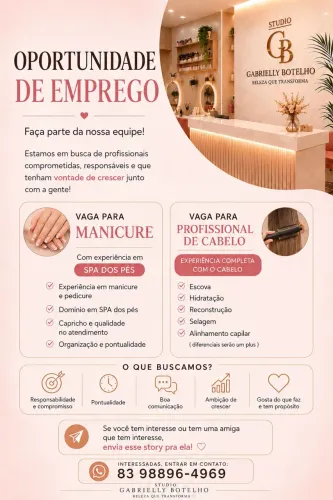 Vaga de manicure e pedicure