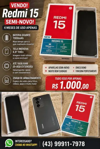 REDMI 15 256GB Seminovo