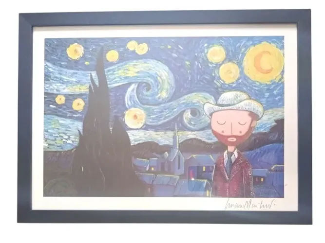 Quadro decorativo do artista brasileiro Luciano Martins, noite estrelada, em excelente est