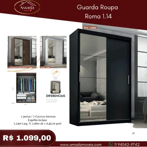 Guarda Roupa Roma 1.14, a pronta entrega