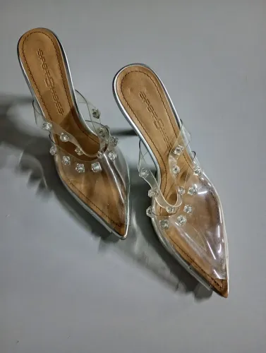 Sapatinho de cristal tamanco sandália transparente tamanco número 34