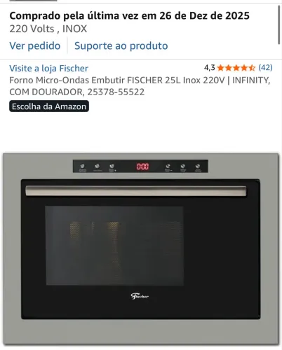 Microondas de embutir fisher nunca utilizado 