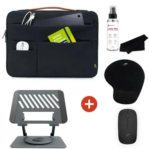 Kit Case Notebook 15.6" Get Suporte Mouse Mousepad Limpa Telas Frete Grátis