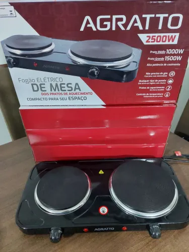 Fogão elétrico dois pratos preto