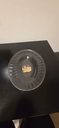 travessa / prato oval de vidro vintage - clássica cena de caça