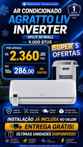 Ar condicionado Agratto 9k inverter