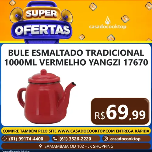 BULE ESMALTADO TRADICIONAL 1000ML VERMELHO YANGZI 17670