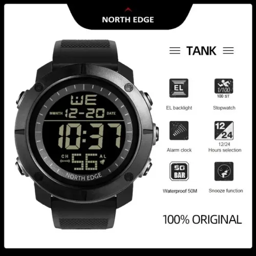 NORTH EDGE TANK - Relógio Digital Led, Multifunções, 5ATM <br>