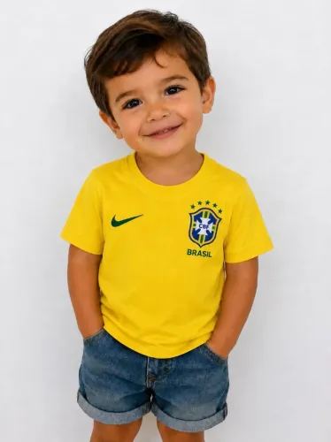 Camiseta Infantil Unissex do Brasil - Poliéster Confortável 