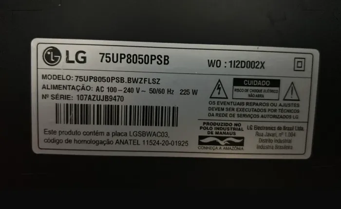 Vendo Tv LG 75? para retirada de peças