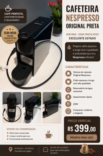 Cafeteira Nespresso Original Preta 220V - Excelente Estado
