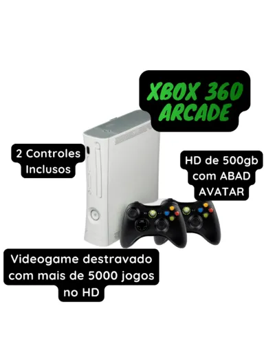 Xbox 360 Arcade Seminovo 100% revisado + HD de 500GB Com Desbloqueio