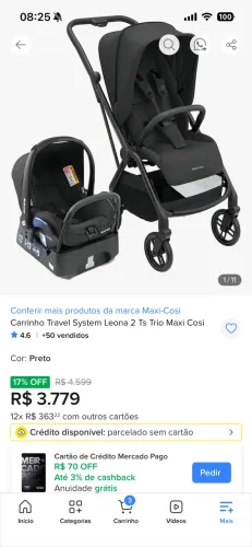 Conjunto Leona2 maxi cosi carrinho bebe confoto