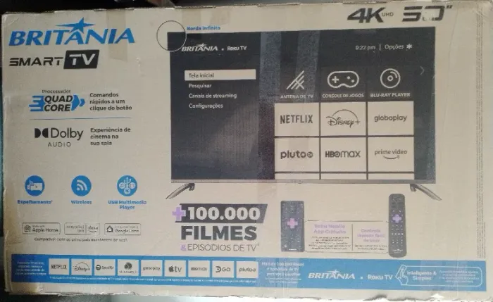 TV Britania 4K Roku 50 polegadas - defeito na tela