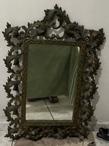 Espelho Retrô Moldura Em Metal Pesado Estilo Barroco / Rococó