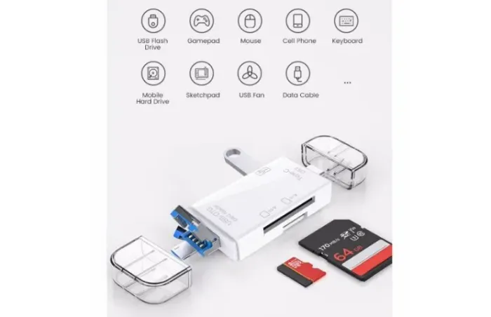Leitor de Cartão 6em1 Otg Tipo C Leitor de Cartão Usb 2 0 Tf Mirco Sd Memória COD-AP212 
