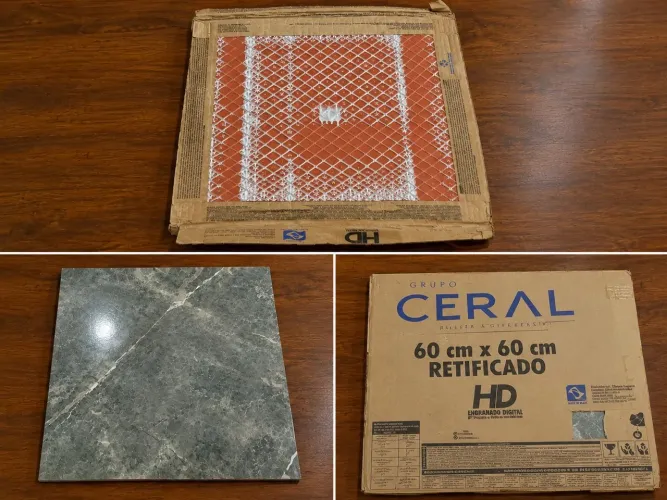 CERÂMICA CERAL 60X60 II ILUMINATO CINZA RET CX 2.55 MT. (14 CERÂMICAS) (2 CAIXAS)<br>