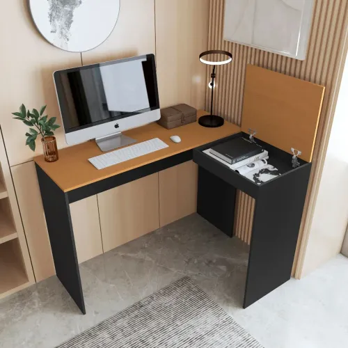 Mesa Escrivaninha em L com Compartimento Oculto - Home Office