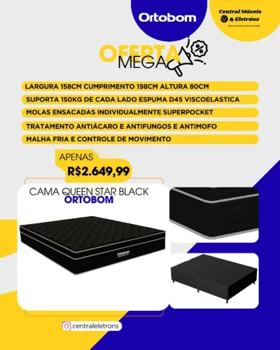 Cama Queen Star Black 158x198cm