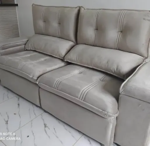Sofá Bege 2 Lugares Com Porta-Copos Pronta Entrega