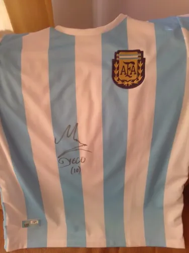Camisa Argentina Autografado Maradona Colecionáveis