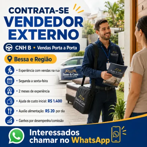 CONTRATA-SE VENDEDOR EXTERNO COM CNH B - BESSA E REGIÃO