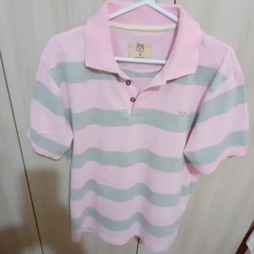 Camisa polo rosa e cinza TNG