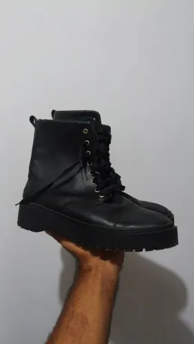 Bota Coturno Preta Unissex Estilo Casual/Street Solado Alto