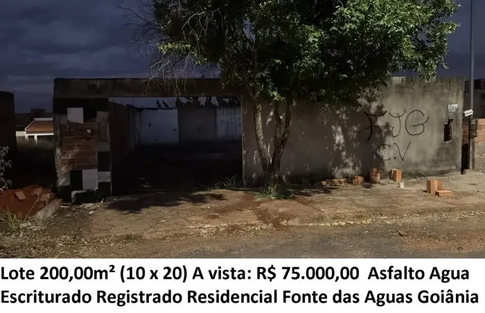 Leia a descrição: Lote 200,00m² (Asfalto e Agua) Residencial Fonte das Aguas