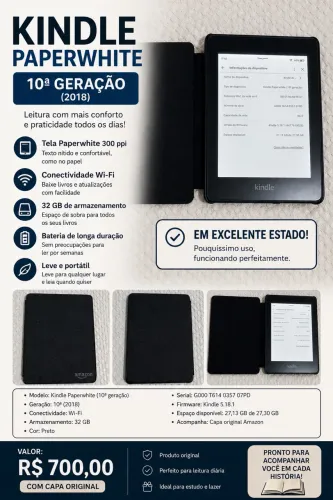 Kindle Paperwhite 10ª Geração (32 GB) + Capa Original Amazon