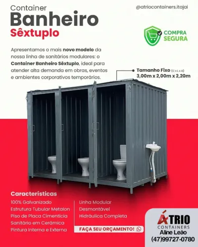 Banheiro Acoplável Estrutura Metalon com Fechadura Tetra