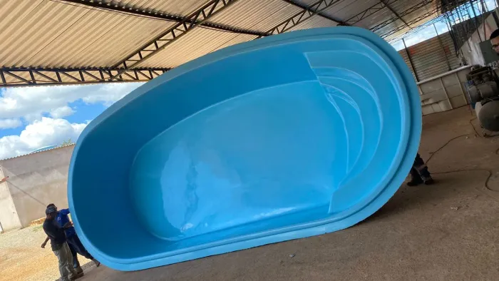 Piscina de fibra 8 metros oval. Azul, branco ou Grafite 