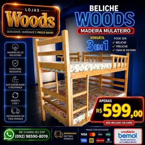 Beliche Woods R$ 599,00 Tam 1.88x0.88 Novo a Pronta Entrega